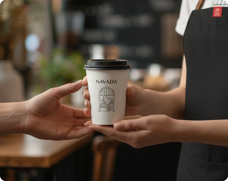 Navada takeaway cup in cafe