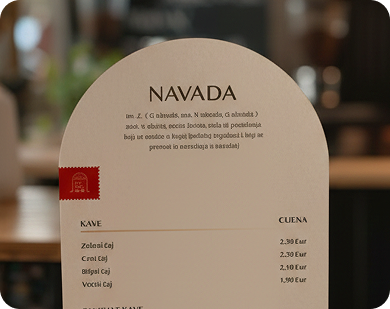 Navada menu card